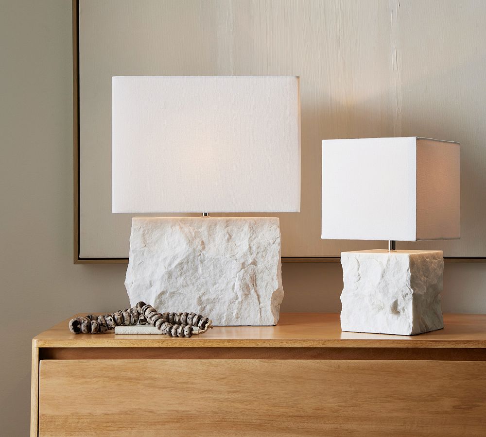 Amara Chiseled Marble Table Lamp (14&quot;-19&quot;)
