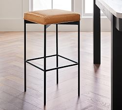 Maison Leather Backless Stool
