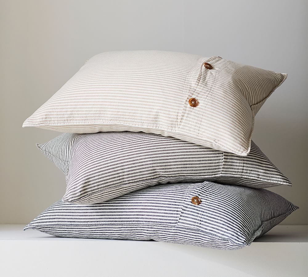 Wheaton Striped Linen Cotton Duvet Cover Gray