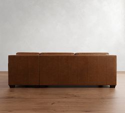 York Square Arm Deep Seat Leather Chaise Sectional (87&quot;&ndash;117&quot;)