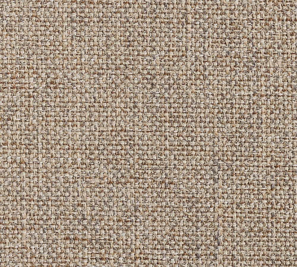 Open Box: Presley Round Upholstered Storage Ottoman - Performance Midland Tweed Stone