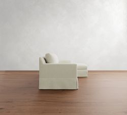York Square Arm Slipcovered Chaise Sleeper Sectional (99&quot;)
