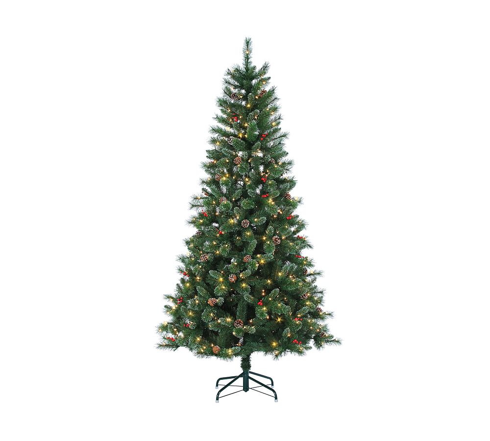 Lit Faux Briarwood Tree with Pine Cones