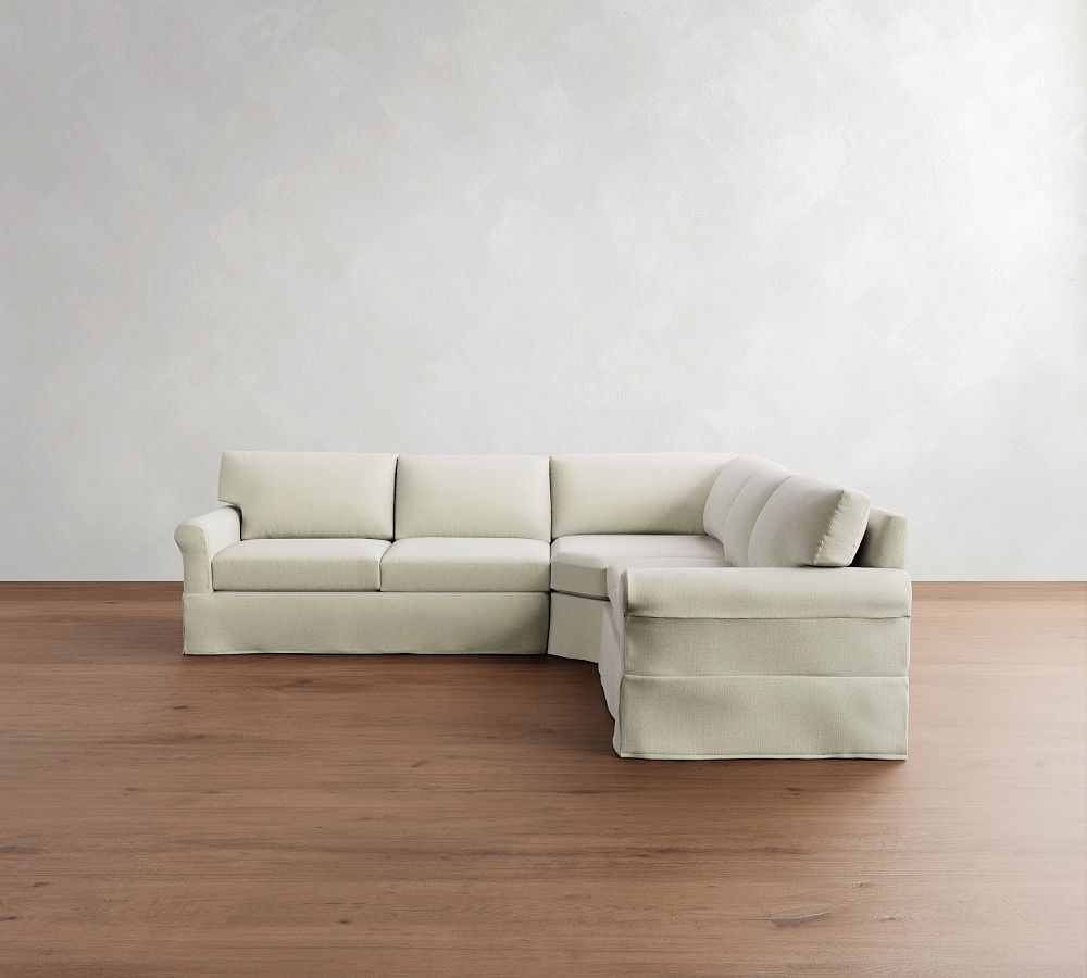 York Roll Arm Slipcovered 3-Piece L-Shaped Wedge Sleeper Sectional (119&quot;)