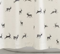 Rustic Reindeer Organic Shower Curtain