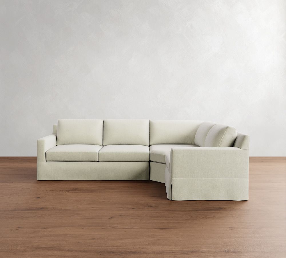 York Square Arm Slipcovered 3-Piece Wedge Sleeper Sectional (117&quot;)