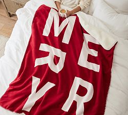 Merry Jacquard Sherpa Back Throw