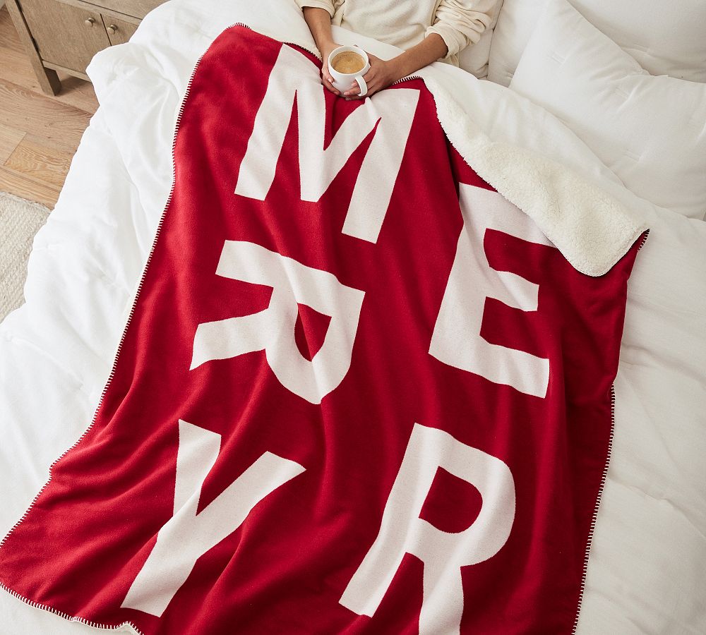Merry Jacquard Sherpa Back Throw