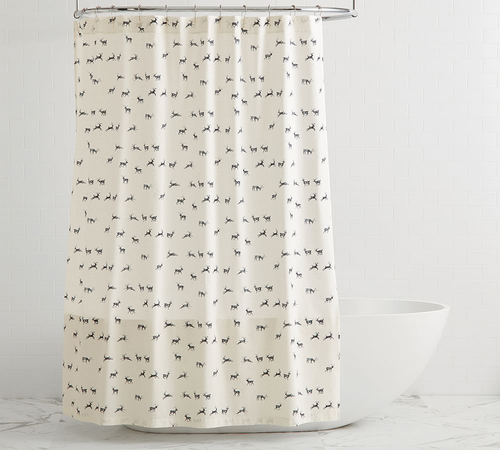 Rustic Reindeer Organic Shower Curtain