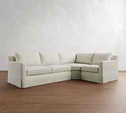York Square Arm Slipcovered 3-Piece Wedge Sleeper Sectional (117&quot;)