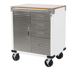 4-Drawer Rolling Stainless Steel Cabinet