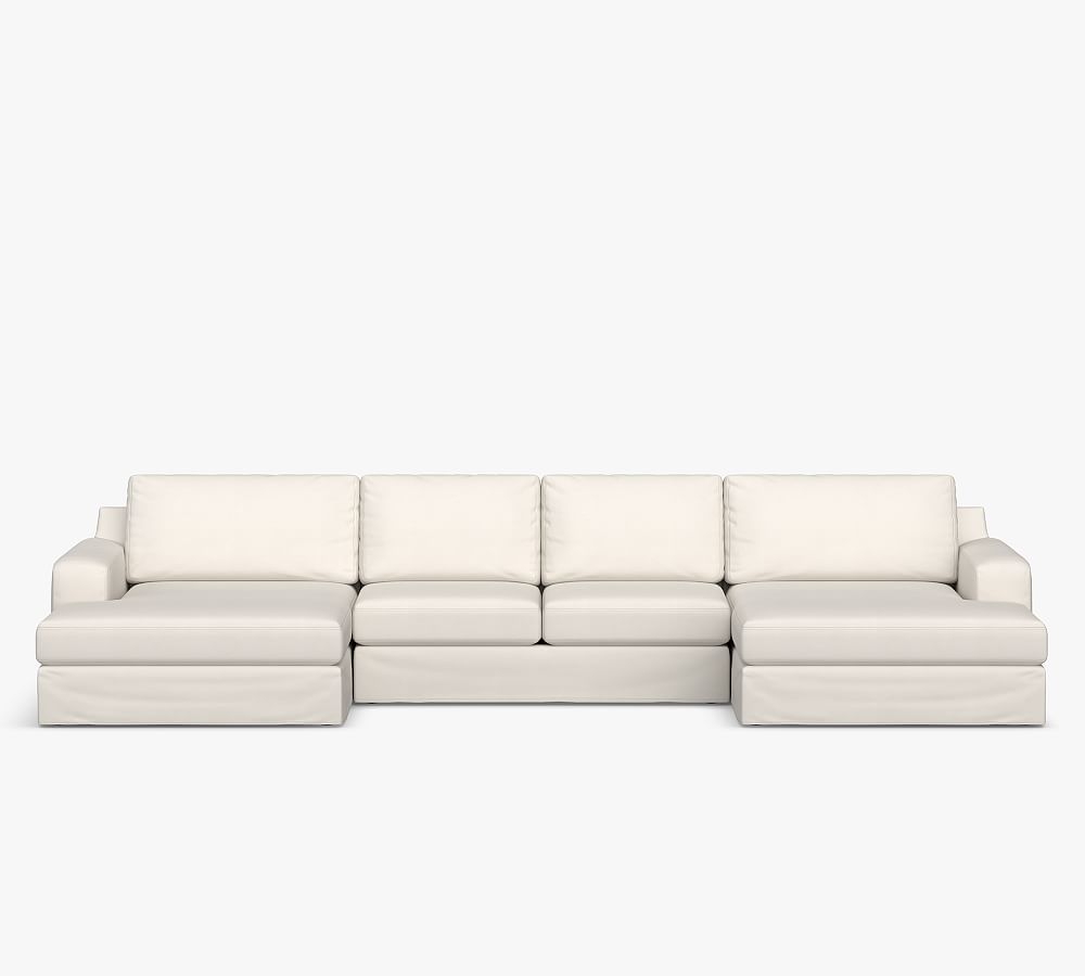 Big Sur Slipcovered 3-Piece Double Chaise Outdoor Sectional (166&quot;)