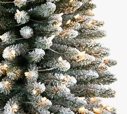 Lit Flocked Pencil Artificial Christmas Tree