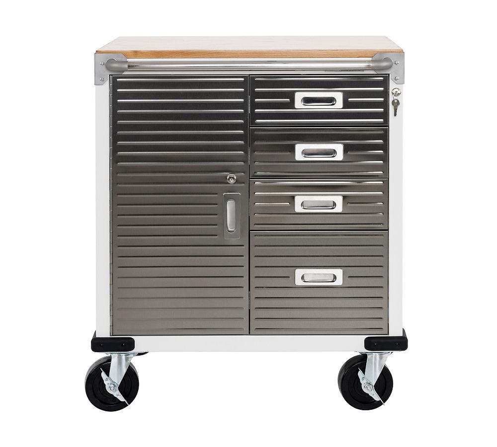 4-Drawer Rolling Stainless Steel Cabinet