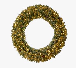 Lit Faux Flocked Oversized Holiday Wreath With Clear LED Lights