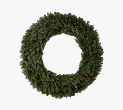 Lit Faux Flocked Oversized Holiday Wreath With Clear LED Lights