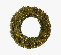 Lit Faux Flocked Oversized Holiday Wreath With Clear LED Lights