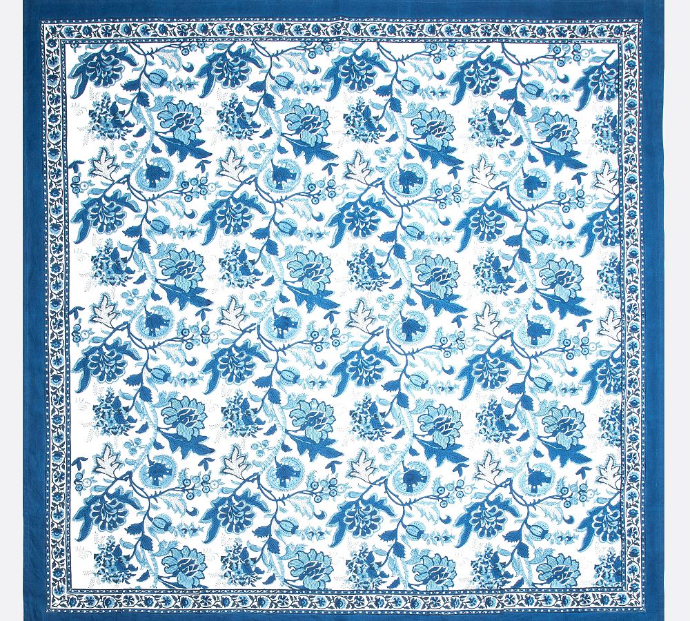 Open Box: Monterey Bay Block Print Cotton Tablecloth