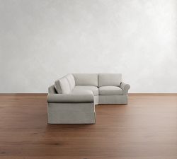 PB Comfort Roll Arm Slipcovered 3-Piece Wedge Sleeper Sectional (121&quot;)