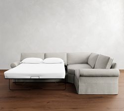 PB Comfort Roll Arm Slipcovered 3-Piece Wedge Sleeper Sectional (121&quot;)