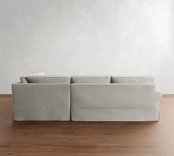 PB Comfort Roll Arm Slipcovered 3-Piece Wedge Sleeper Sectional (121&quot;)
