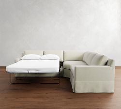 York Square Arm Slipcovered 3-Piece L-Shaped Wedge Sleeper Sectional (117&quot;)