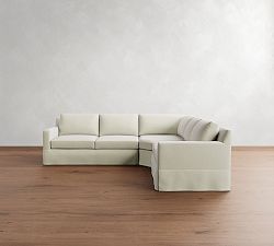 York Square Arm Slipcovered 3-Piece L-Shaped Wedge Sleeper Sectional (117&quot;)