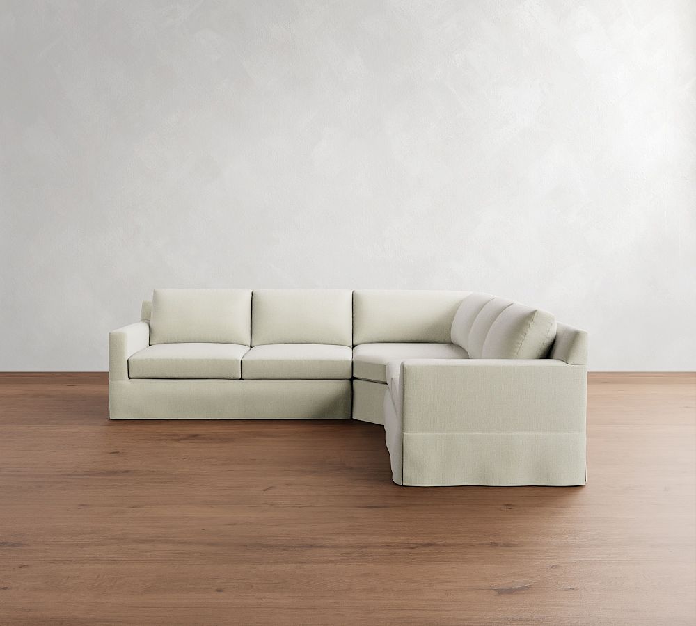 York Square Arm Slipcovered 3-Piece L-Shaped Wedge Sleeper Sectional (117&quot;)