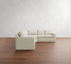 York Square Arm Slipcovered 3-Piece L-Shaped Wedge Sleeper Sectional (117&quot;)