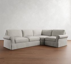 PB Comfort Roll Arm Slipcovered 3-Piece Wedge Sleeper Sectional (121&quot;)