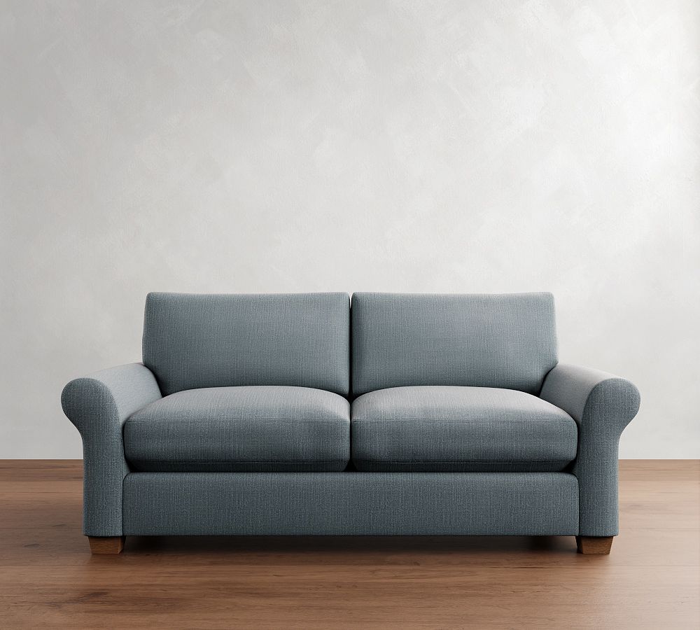 Open Box: PB Comfort Modern Roll Arm Upholstered Sofa, 82" w x 39" d x 37" h, Memory Foam Cushions, - Slate Performance Casual Chenille