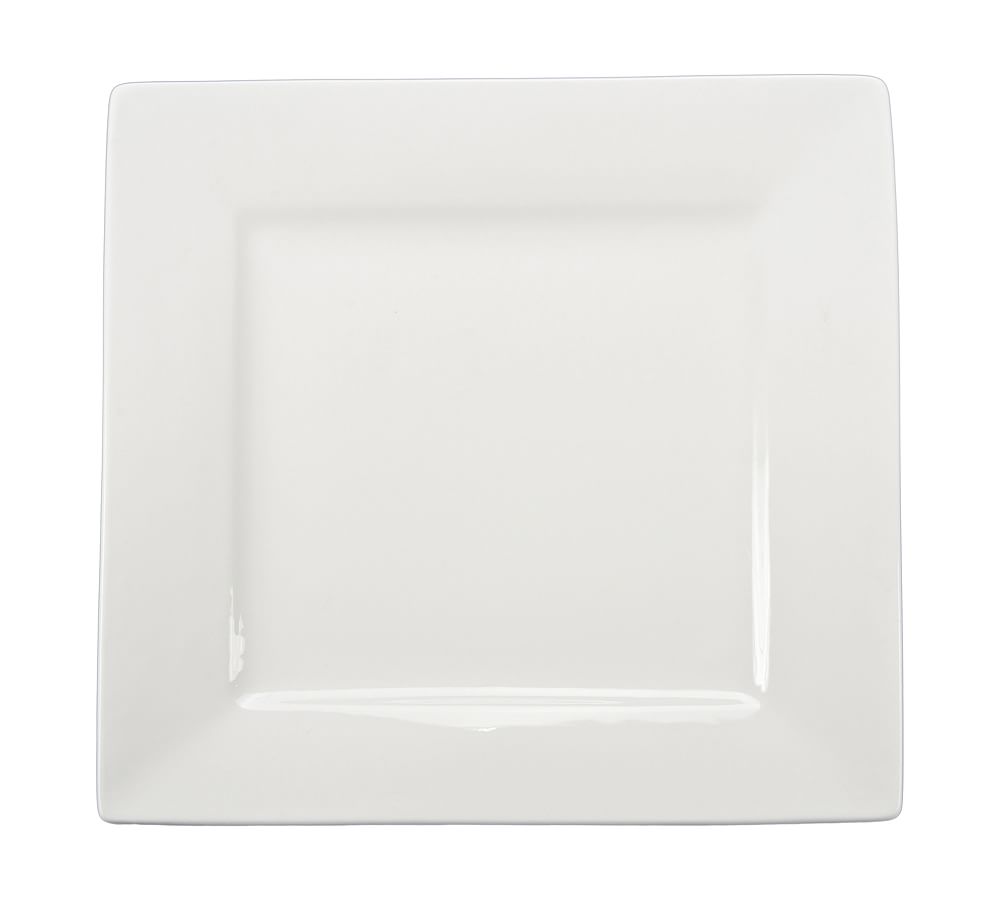 BIA Square Porcelain Dinner Plates, White, Set of 4