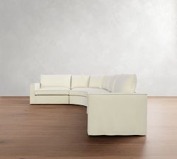 Westwood Square Arm Flange Edge Slipcovered 4-Piece Curved Wedge Sectional (151&quot;)