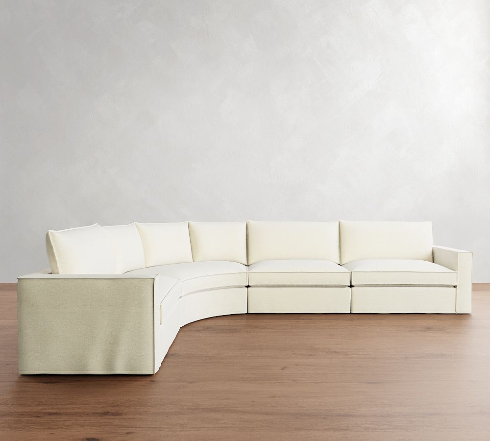 Westwood Square Arm Flange Edge Slipcovered 4-Piece Curved Wedge Sectional (151&quot;)