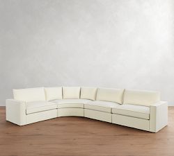 Westwood Square Arm Flange Edge Slipcovered 4-Piece Curved Wedge Sectional (151&quot;)