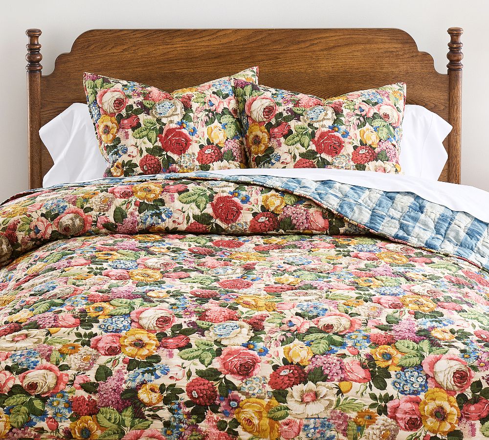 Lorain Multi Floral Embroidered Reversible Quilt