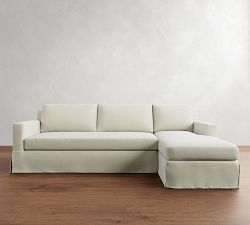 York Square Arm Slipcovered Chaise Sectional (84&quot;&ndash;114&quot;)
