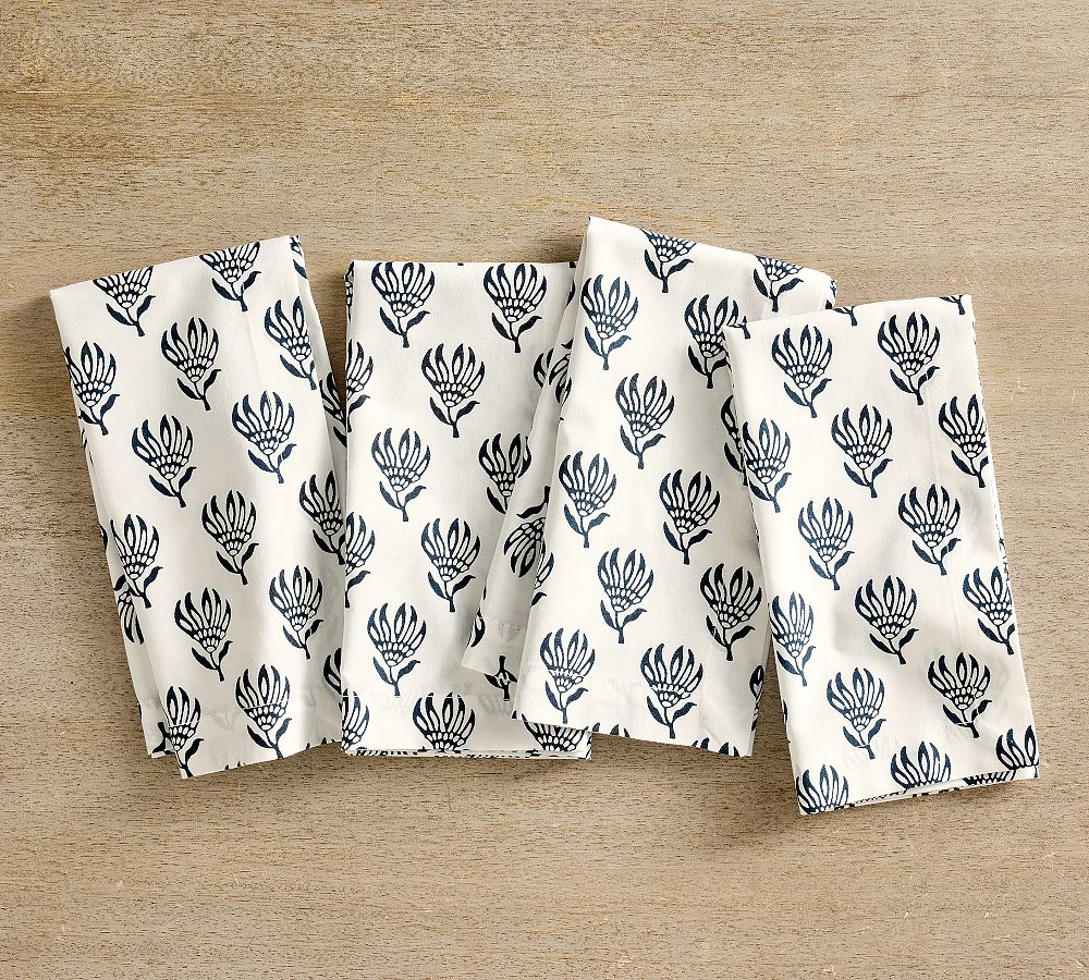 Sandra Block Print Organic Cotton Napkins - Set of 4