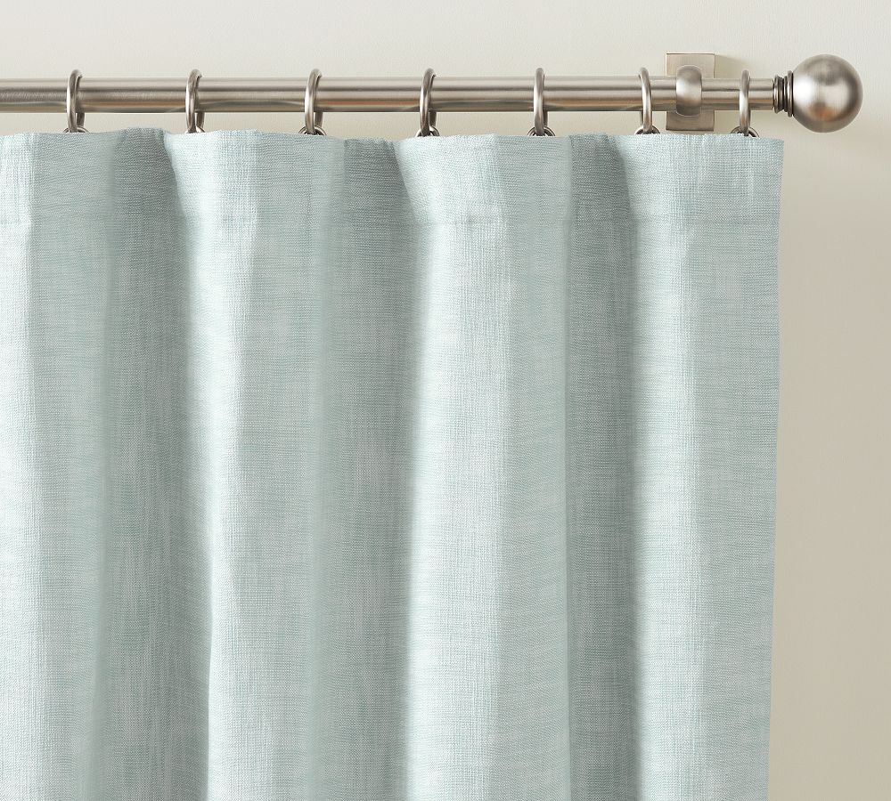Open Box: Seaton Textured Cotton Light Filtering Curtain, 100" W x 96" L - Mineral Blue