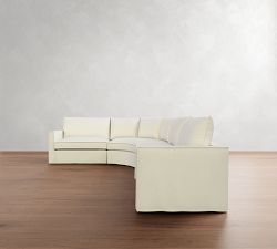 Westwood Slim Arm Flange Edge Slipcovered 4-Piece Curved Wedge Sectional (148&quot;)
