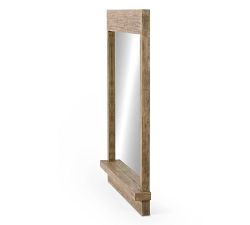 Light Pine Wall Mirror with Ledge