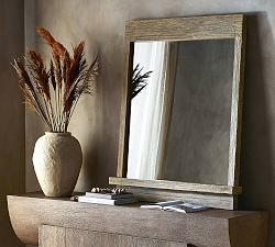 Light Pine Wall Mirror with Ledge
