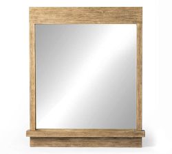 Light Pine Wall Mirror with Ledge