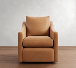 Ayden Slope Arm Leather Swivel Glider