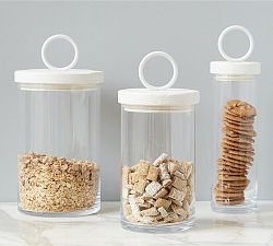 White Wood &amp; Iron Handled Canisters