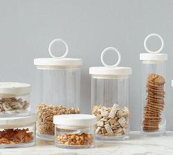 White Wood &amp; Iron Handled Canisters
