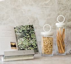White Wood &amp; Iron Handled Canisters