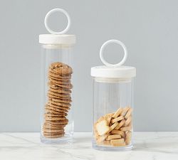 White Wood &amp; Iron Handled Canisters