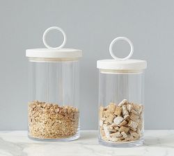 White Wood &amp; Iron Handled Canisters
