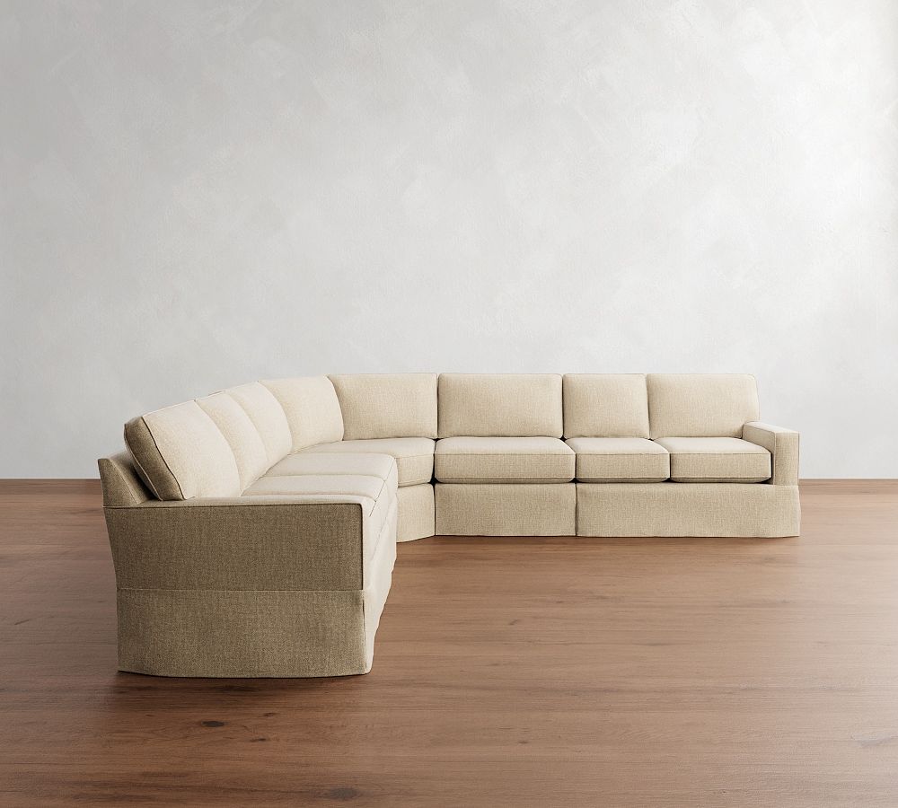 Buchanan Square Arm Slipcovered 5-Piece Wedge Sectional (133&quot;)